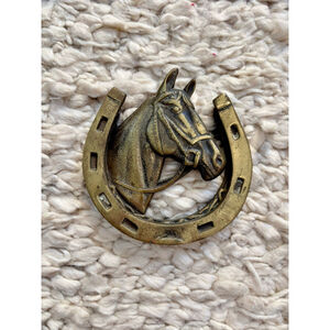 Unbranded Horse Head Horseshoe Decor Door Knocker - Brass